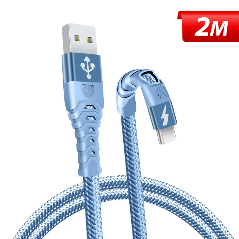 USB C Fast Charging Cable 2m Nylon Braided USB A to Type C Charging Cable