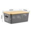 Stackable Storage Bins with Bamboo Lids Modern Plastic Organizer Boxes for Home Storage