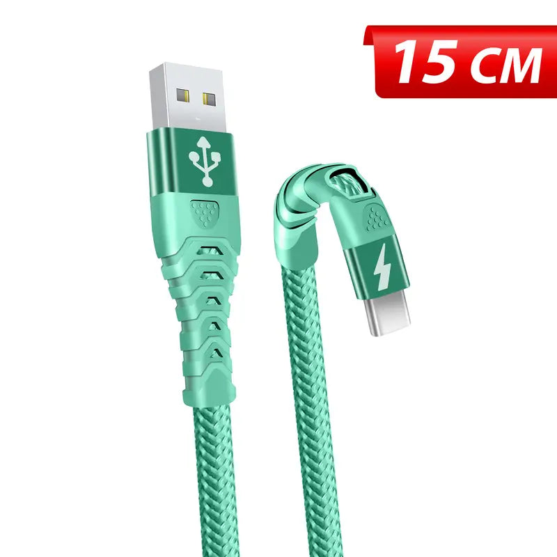 USB C Fast Charging Cable 15 cm Nylon Braided USB A to Type C Charging Cable