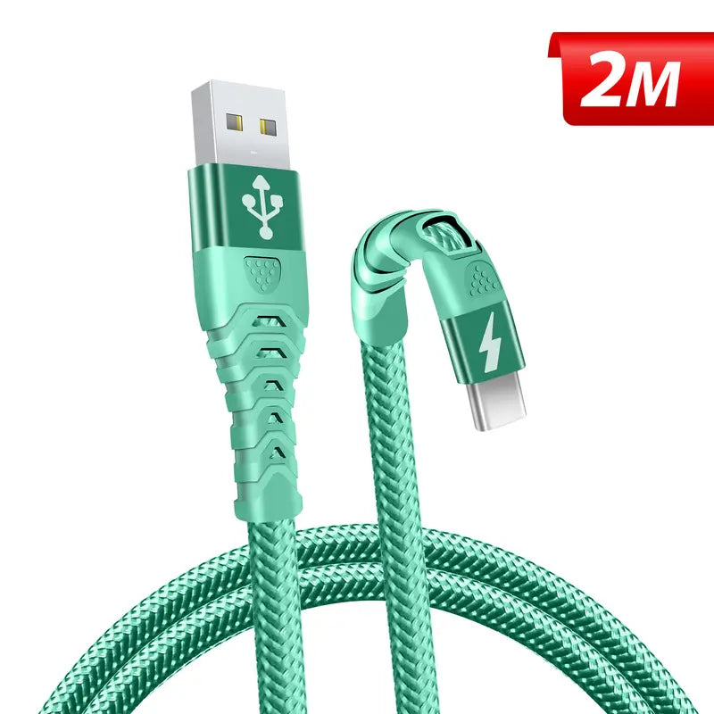 USB C Fast Charging Cable 2m Nylon Braided USB A to Type C Charging Cable