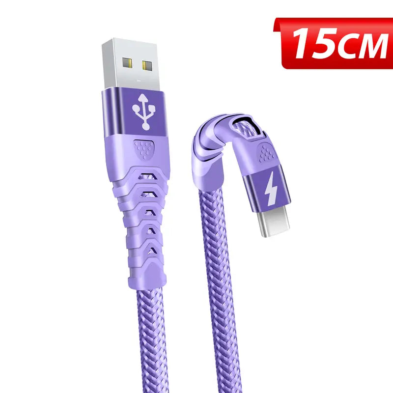 USB C Fast Charging Cable 15 cm Nylon Braided USB A to Type C Charging Cable