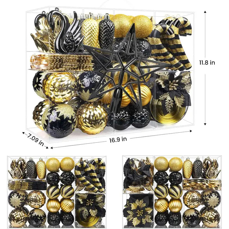 128 Piece Christmas Ornaments Set Decor for Christmas Tree Decoration