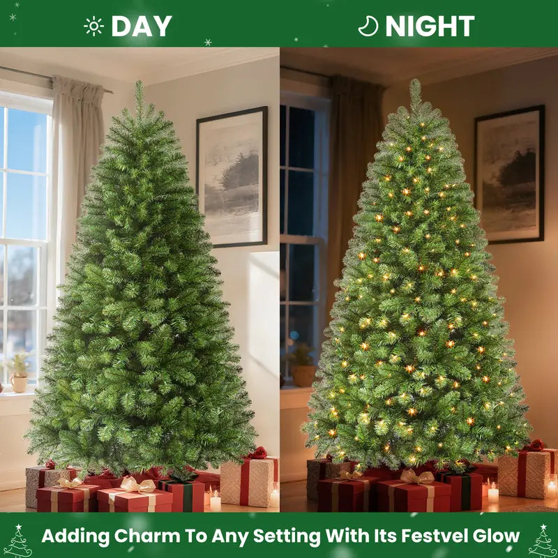Pre Lit Christmas Tree LED Lights Easy Assembly Indoor Christmas Décor