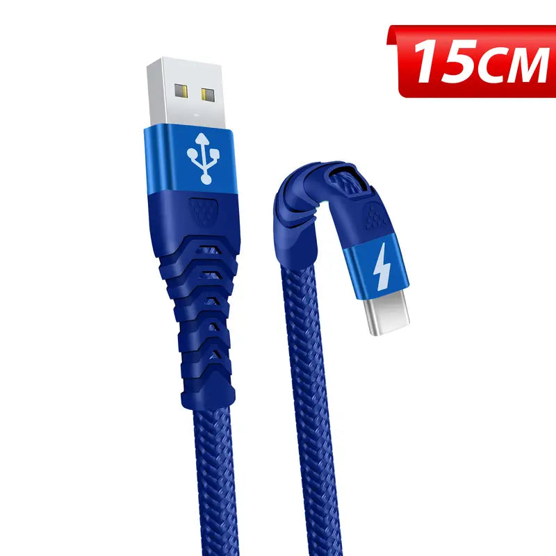 USB C Fast Charging Cable 15 cm Nylon Braided USB A to Type C Charging Cable