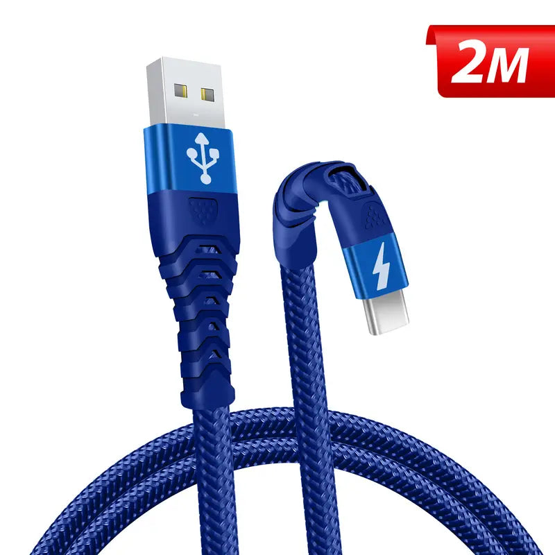 USB C Fast Charging Cable 2m Nylon Braided USB A to Type C Charging Cable