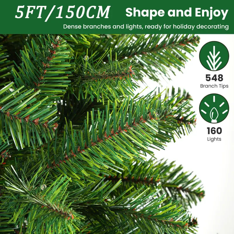 Pre Lit Christmas Tree LED Lights Easy Assembly Indoor Christmas Décor