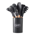 11PCS Silicone Kitchen Utensil Set with Wooden Handles Heat Resistant Non Stick Cooking Tools