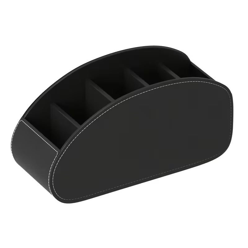 PU Leather Remote Control Holder Desktop Bedside Table Organizer Caddy for TV Remotes Media Players Pens Glasses Small Accessories