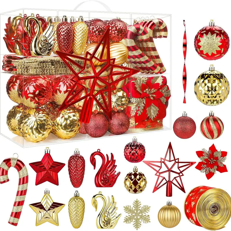 128 Piece Christmas Ornaments Set Decor for Christmas Tree Decoration