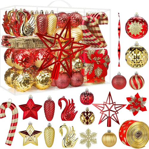 128 Piece Christmas Ornaments Set Decor for Christmas Tree Decoration