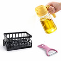 3pcs Kitchen Essential Value Pack | Sink Organiser, Oil Spray Bottle & Peeler