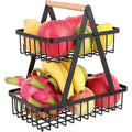 2 Tier Detachable Fruit Vegetable Basket Organizer for Kitchen Home Office