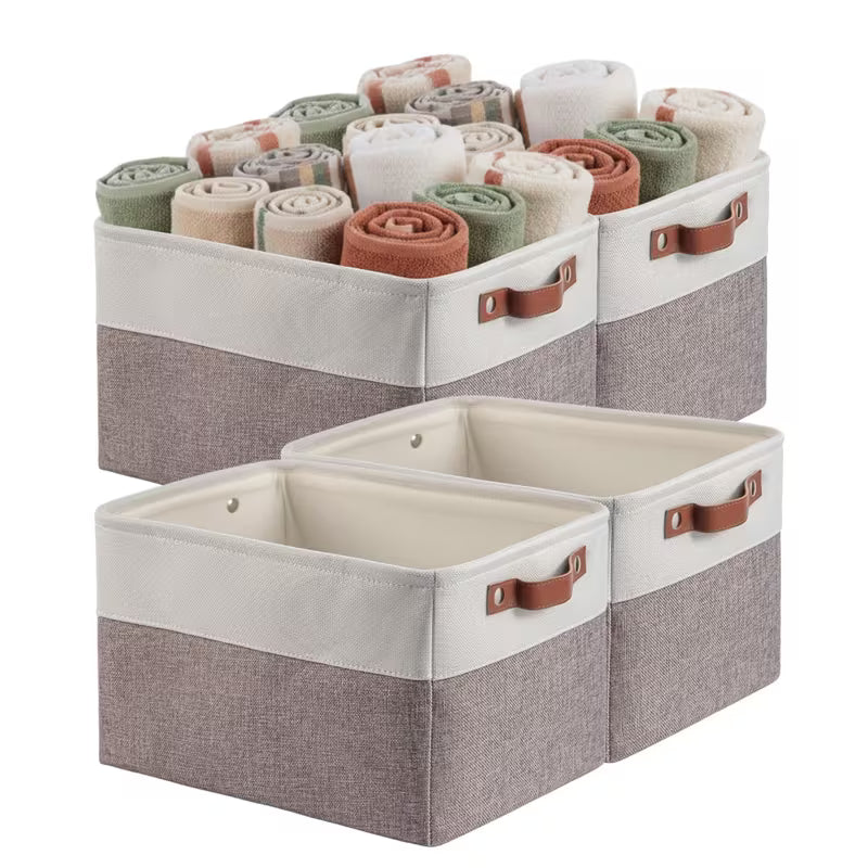 Foldable Storage Baskets for Shelves Collapsible Fabric Storage Bins with Handles