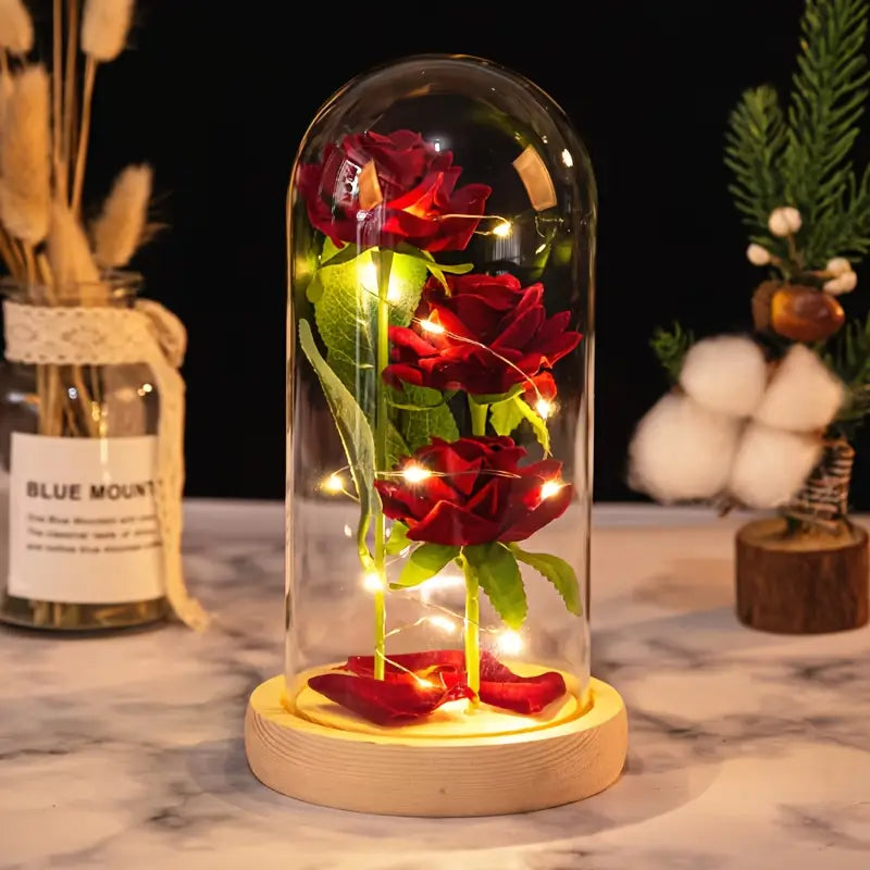 Elegant LED Rose Flower with Warm Fairy Lights Perfect for Home Decor And Gift
