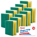 10 Pack Kitchen Sponges with Finger Grip Heavy Duty Non Scratch Dishwashing Sponges