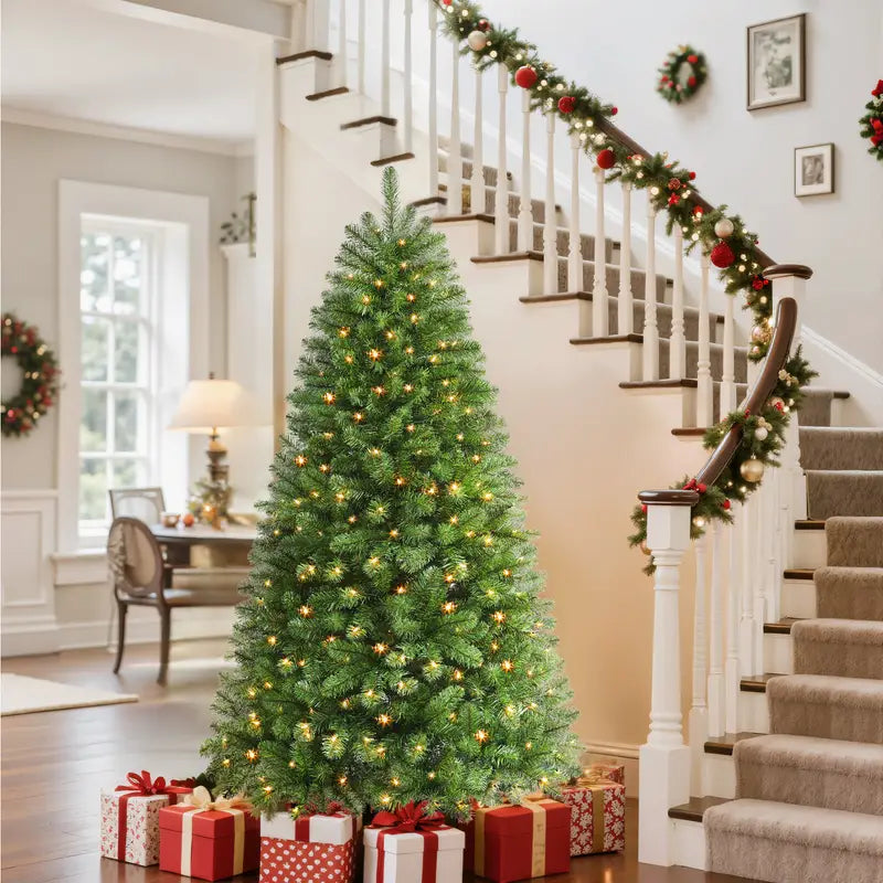 Pre Lit Christmas Tree LED Lights Easy Assembly Indoor Christmas Décor