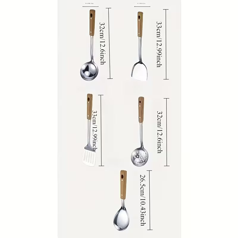 5PCS Stainless Steel Kitchen Utensil Set Cooking Tools Set for Home Kitchen and Restaurant