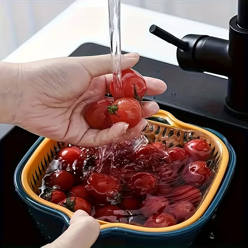 3PCS Fruit & Vegetable Washing Drain Basket Set for Kitchen Cleaning & Draining