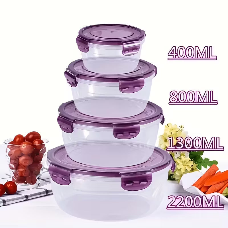 4-Piece Airtight Food Storage Container Set Microwave & Freezer Safe | Leakproof Kitchen & Bento Boxes