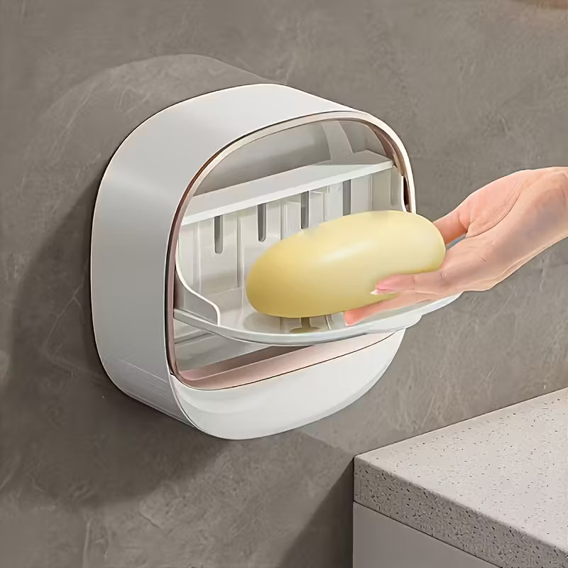Luxury Wall Mounted Leak Proof Soap Dish with Lid Tray Elegant Design