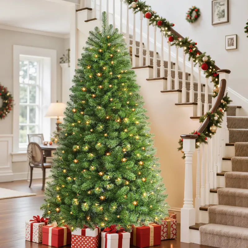 Pre Lit Christmas Tree LED Lights Easy Assembly Indoor Christmas Décor