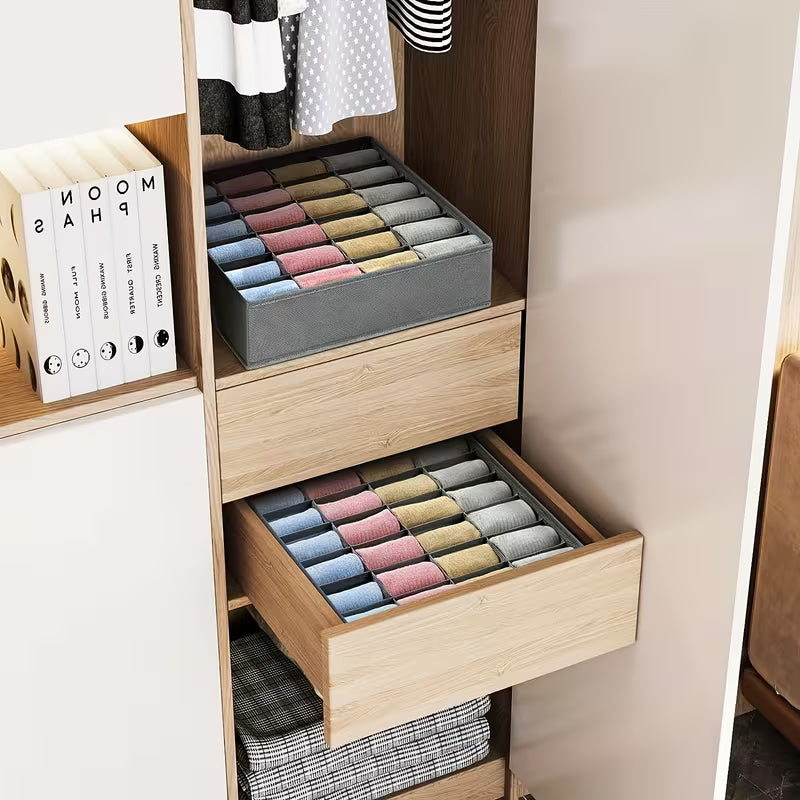 24 Compartment Foldable Fabric Closet Storage Box for Socks Ties