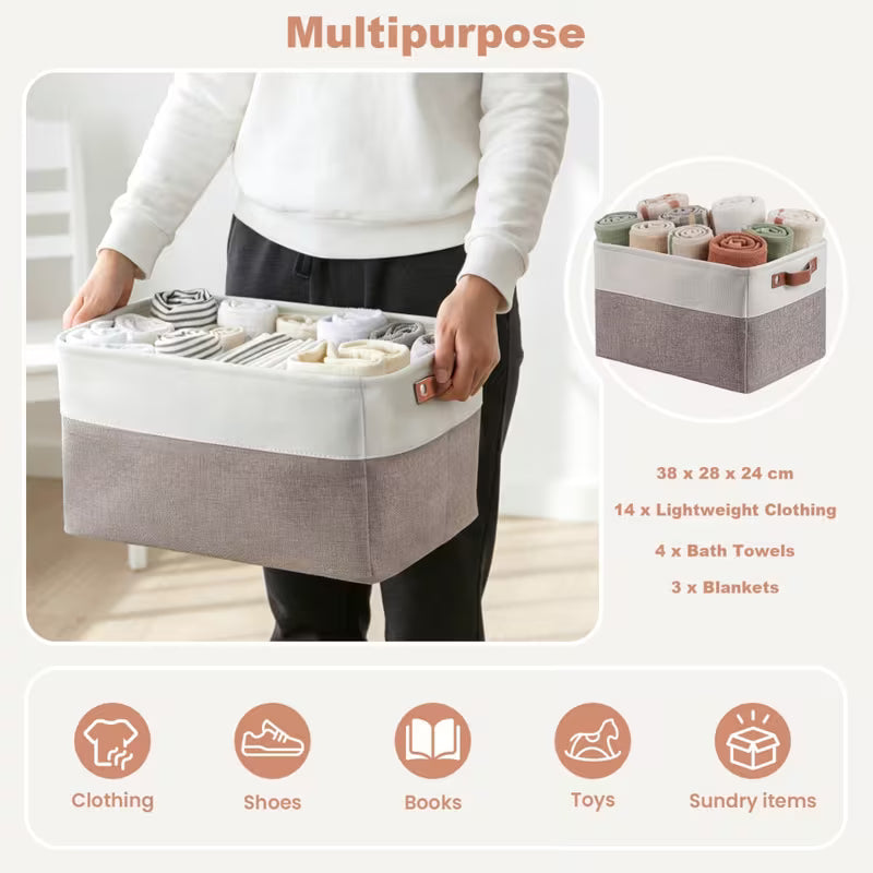 Foldable Storage Baskets for Shelves Collapsible Fabric Storage Bins with Handles