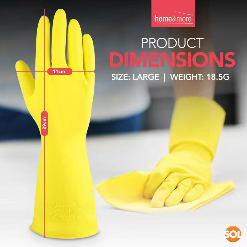 Waterproof Large Rubber Cleaning Long Sleeve 4 Pairs Dishwashing Gloves with Flock Lining Non Slip Grip