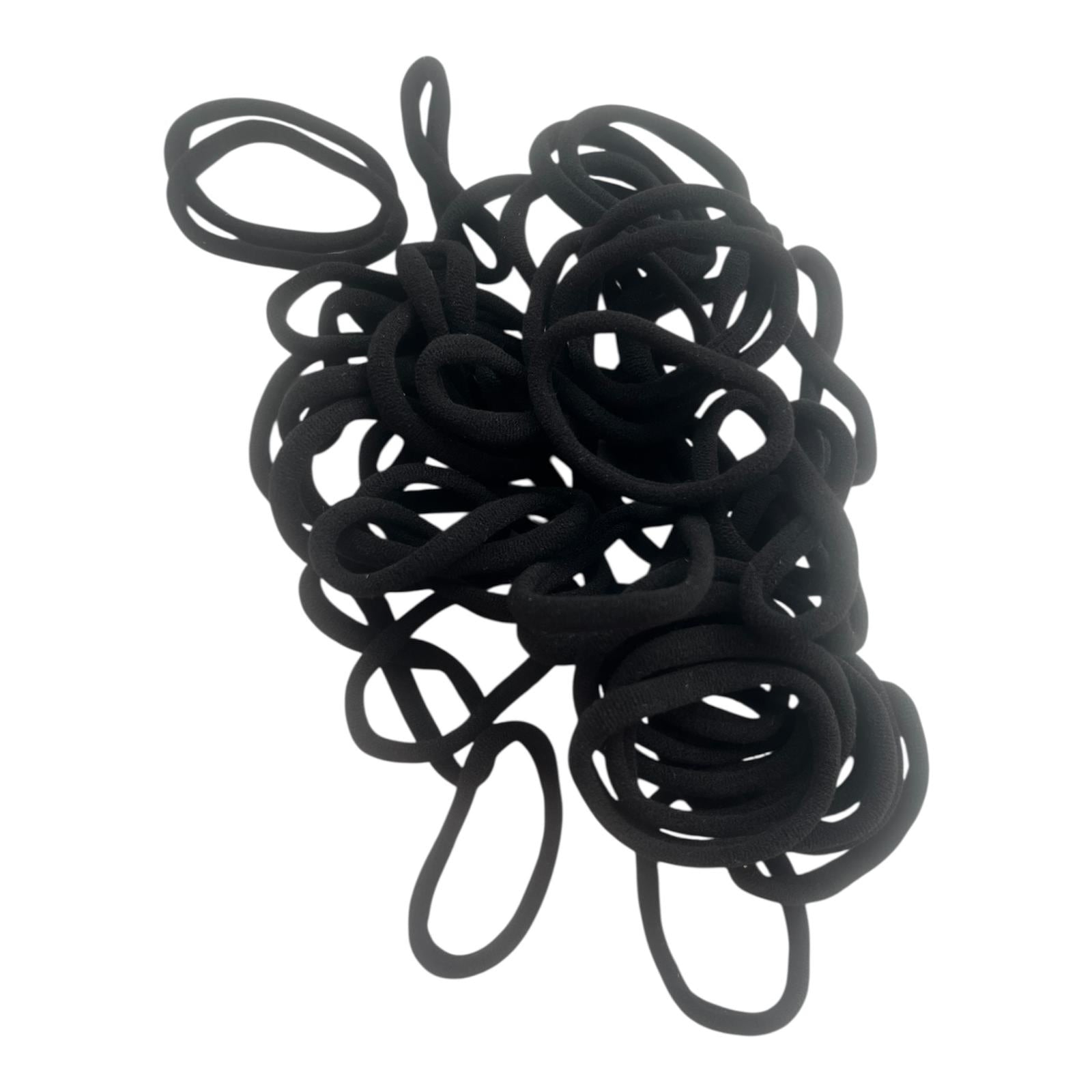 50 PCS Black Polyester Hair Scrunchies High Elastic Ponytail Holders