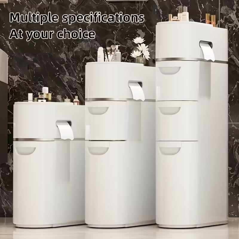 Rolling Storage Cart with Tissue Holder Compact Plastic Shelves for Bathroom Kitchen