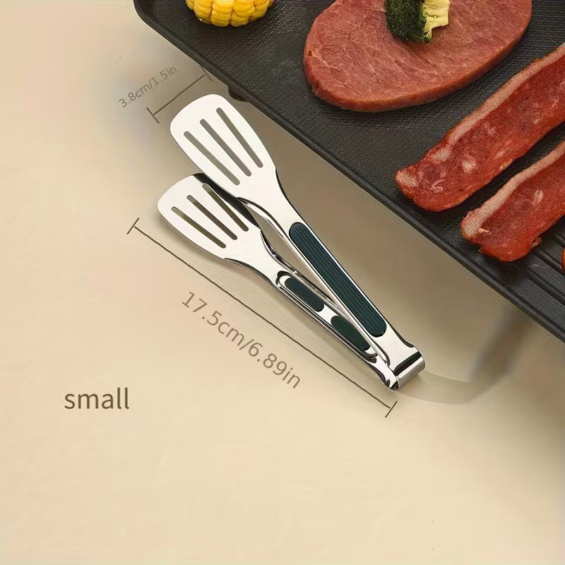 3PCS Stainless Steel Food Tongs with Silicone Handles | Heat Resistant BBQ & Buffet Clips