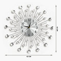Stylish silver metal wall clock for home décor – crystal diamond design 45cm