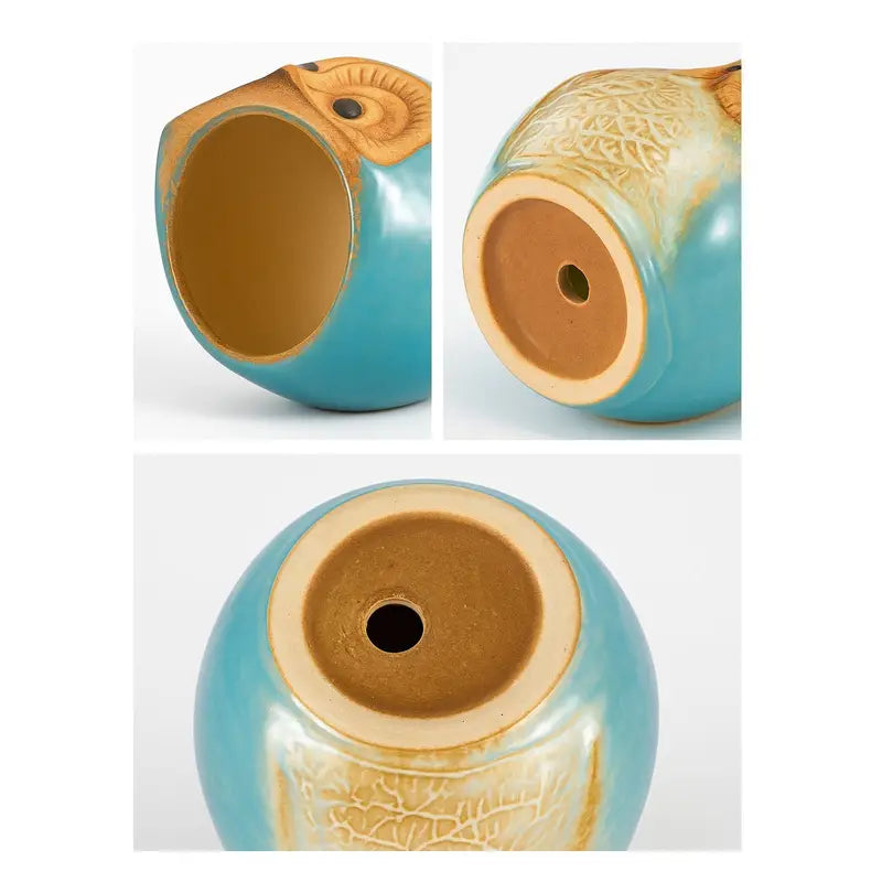 Cute Owl Succulent Planters Mini Ceramic Animal Flower Pots For Indoor Desk Garden Decor