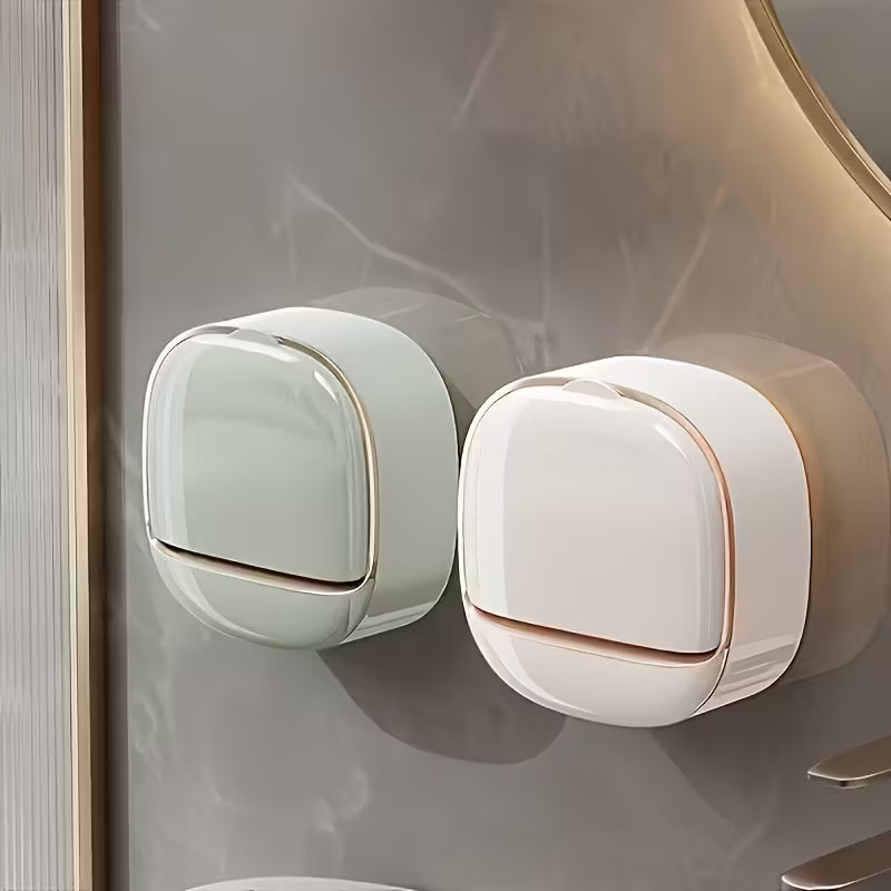 Luxury Wall Mounted Leak Proof Soap Dish with Lid Tray Elegant Design