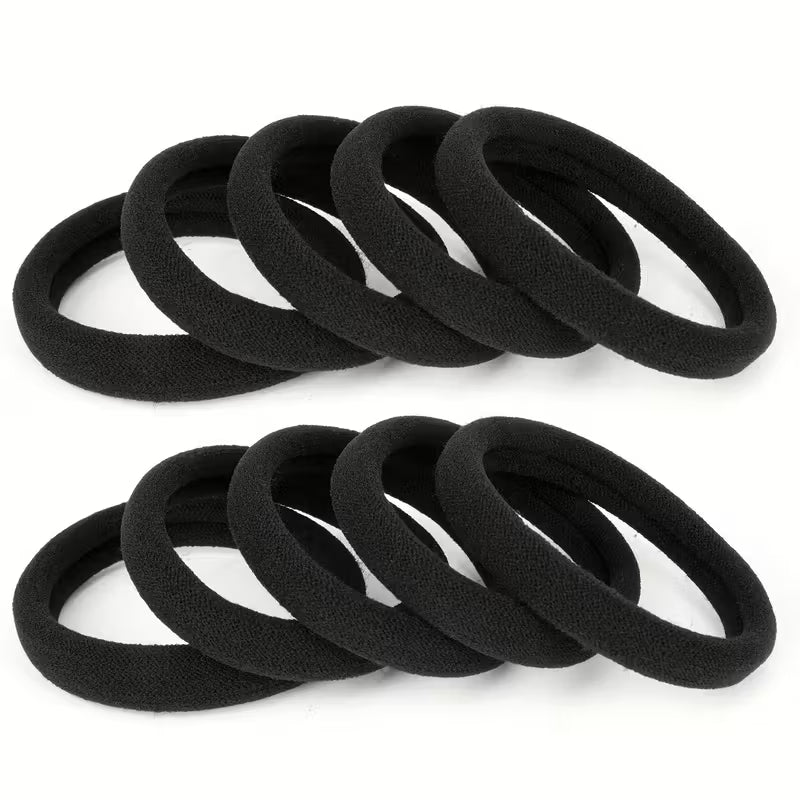 50 PCS Black Polyester Hair Scrunchies High Elastic Ponytail Holders