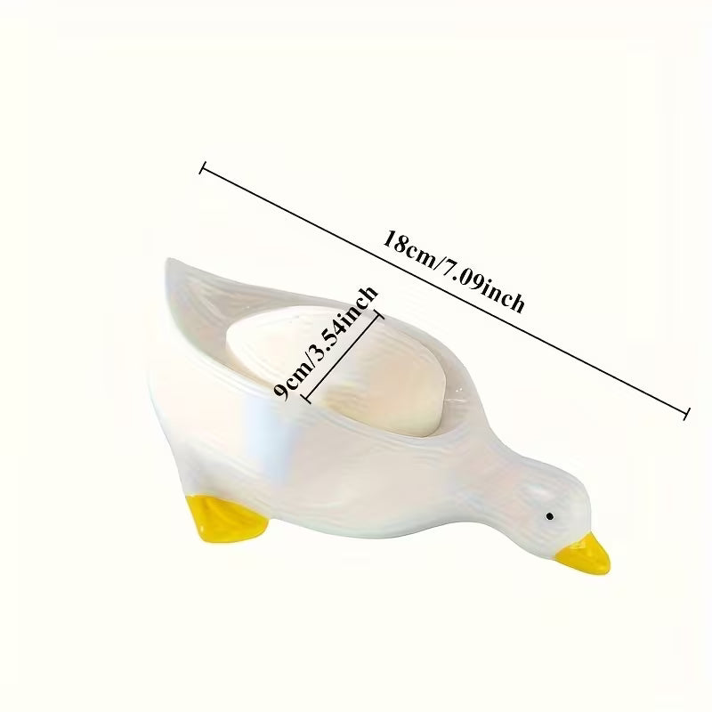 Duck Shaped Self Draining Soap Dish Plastic Bathroom Soap Holder with Waterfall Drain