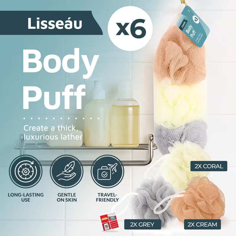 Soft Mesh Scrunchie Loofah for Deep Cleansing & Rich Lather Gentle Body Scrubber
