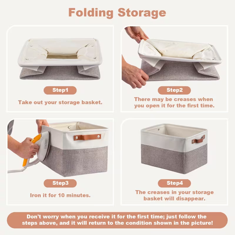 Foldable Storage Baskets for Shelves Collapsible Fabric Storage Bins with Handles