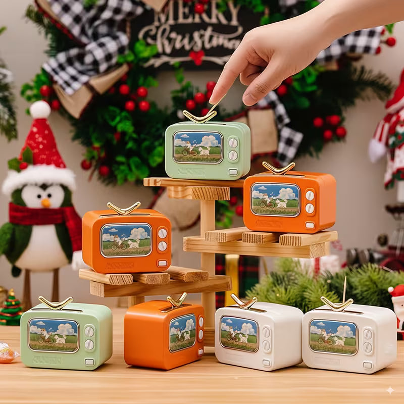 Retro TV Toothpick Holder Automatic Pop Up Dispenser Plastic Toothpick Organizer for Dining