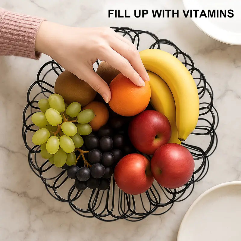 Stainless Steel Fruit Basket Hollow Design for Kitchen Home Office Restaurant Table Decor