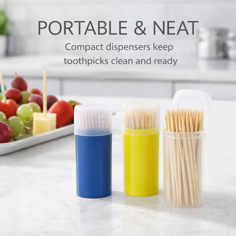 600 Pack Wooden Toothpicks with Portable Dispenser Disposable Toothpicks for Kitchen