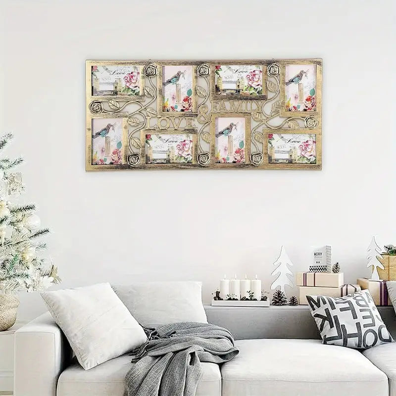 Vintage Love & Family Wall Photo Frame Rustic Plastic Oblong Frame for Home Decor Gifts