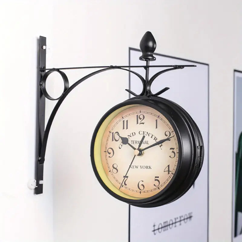 European Style Wall Clock Vintage Decor Double Sided Wall Clock with Hands Display.