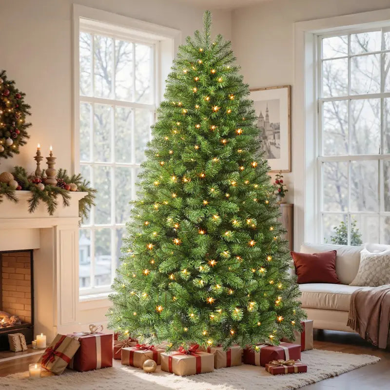 Pre Lit Christmas Tree LED Lights Easy Assembly Indoor Christmas Décor