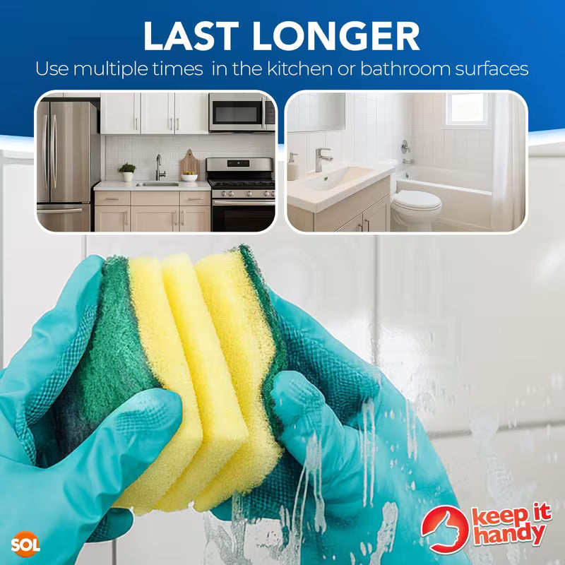 10 Pack Kitchen Sponges with Finger Grip Heavy Duty Non Scratch Dishwashing Sponges