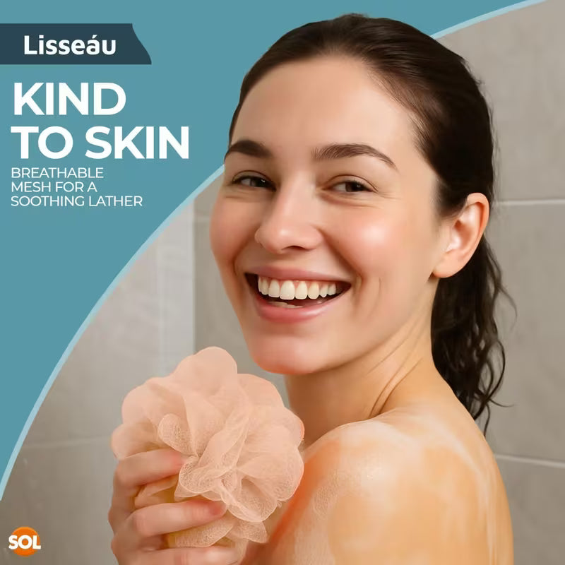 Soft Mesh Scrunchie Loofah for Deep Cleansing & Rich Lather Gentle Body Scrubber