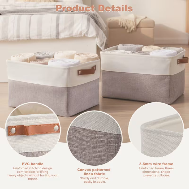 Foldable Storage Baskets for Shelves Collapsible Fabric Storage Bins with Handles