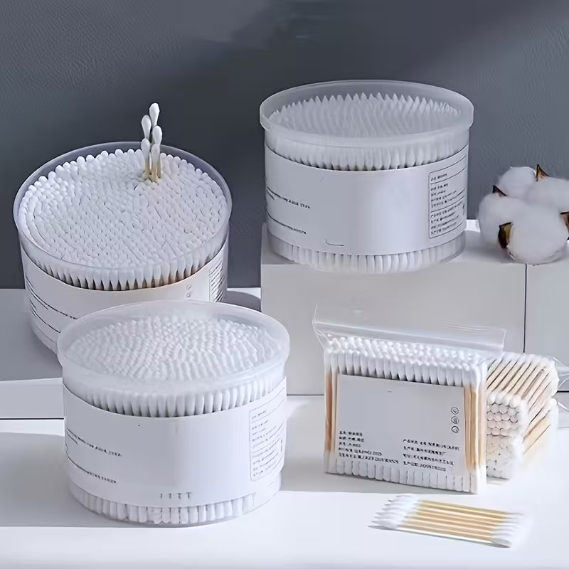 500 Double Ended Bamboo Cotton Swabs One Rounded End One Pointed End Unscented Eco Friendly Skincare Cosmetic Tools