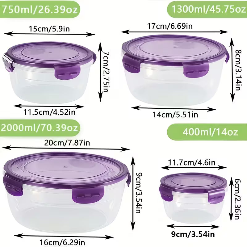 4-Piece Airtight Food Storage Container Set Microwave & Freezer Safe | Leakproof Kitchen & Bento Boxes