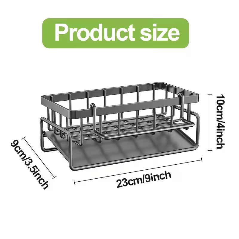 Stainless Steel Sink Storage Organizer with Detachable Brush Holder